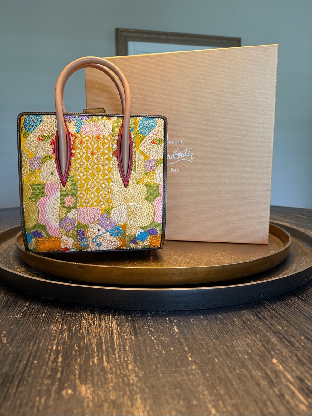 Rare, Limited Edition Christian Louboutin Mini Paloma with Obi silk panel NWT